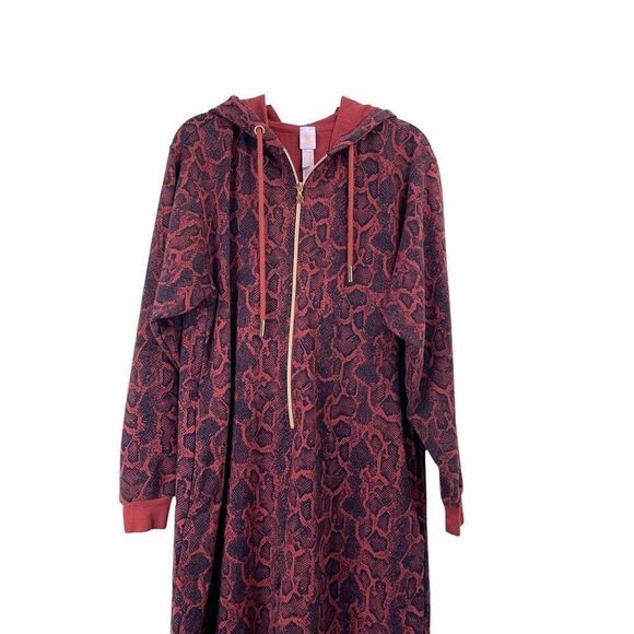 Savage X Fenty Sleep & Shine Hooded Jumpsuit Size S in Red Cocoa - Picture 3 of 12